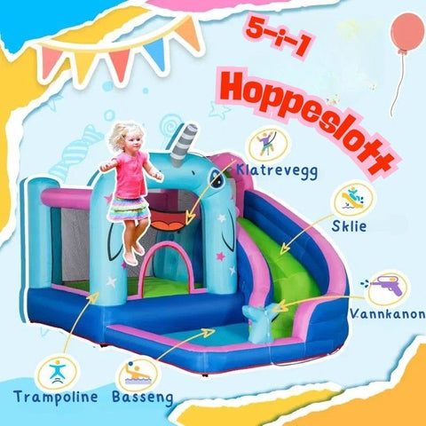 5-i-1 Hoppeslott med vannsklie